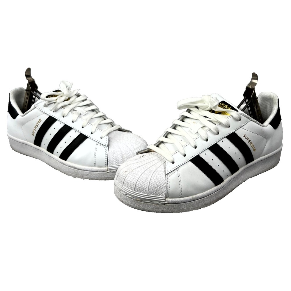 Adidas Superstar Mens Size 8 Athletic Shoes Cloud White Black Leather Sneaker